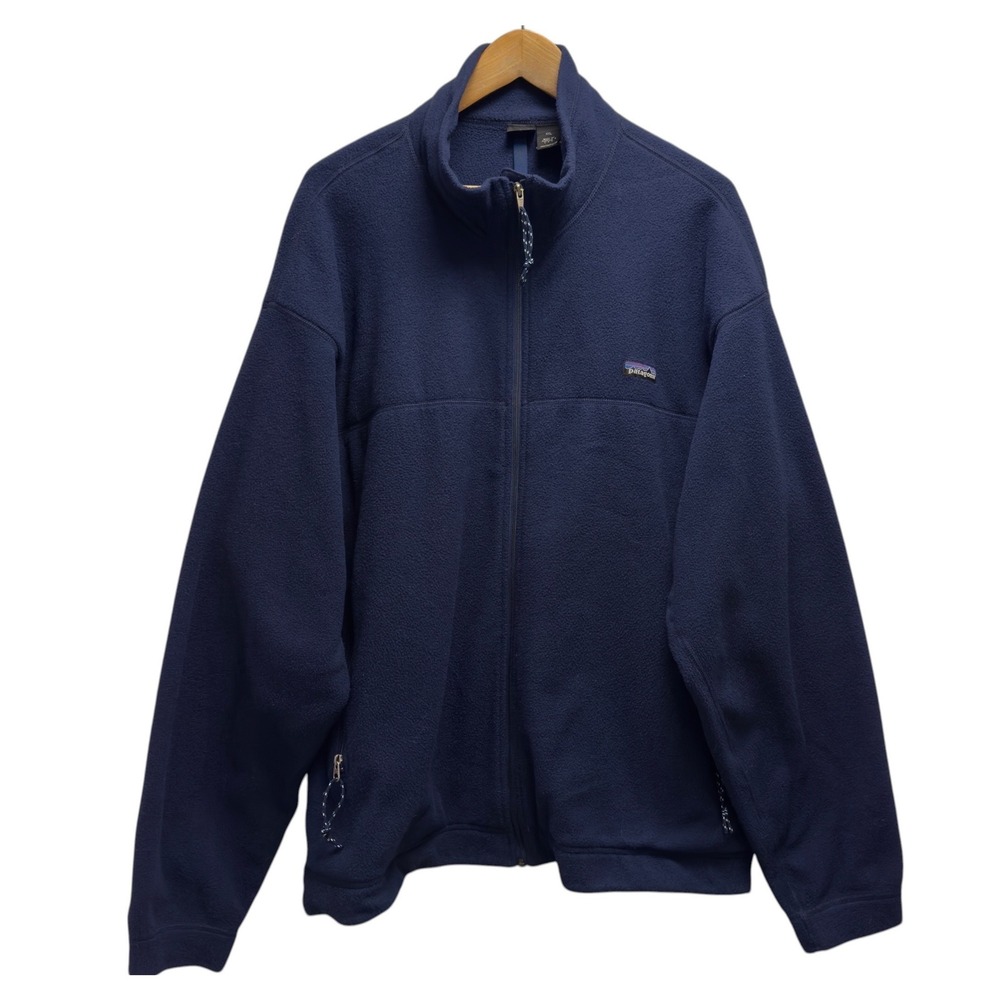 Patagonia Mens Size XXL Navy Blue Thick Fleece Vtg Full Zip Jacket USA 30224 euc